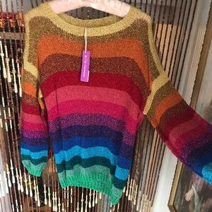 Rose Carmine Rainbow Pullover Sweater💕🌈🧚‍♂️✨